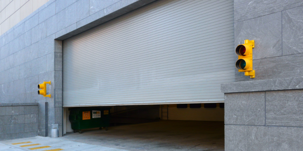 commercial rollup door system operation facility modern industrial overhead door