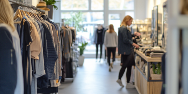 women shopping in a casual clothing store