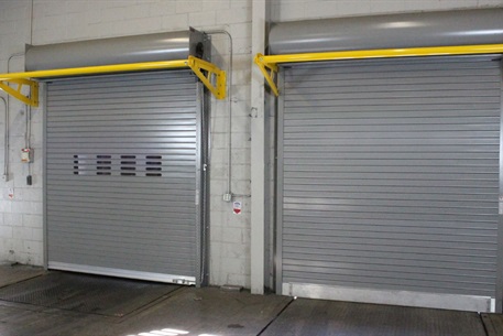 foam insulated steel roll-up doors in pharmaceutical facility