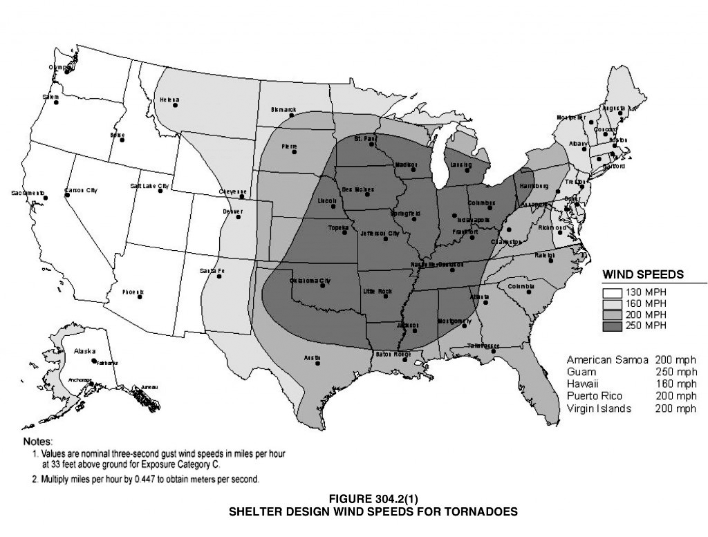 Tornado Shelter ICC500 250mph zone map